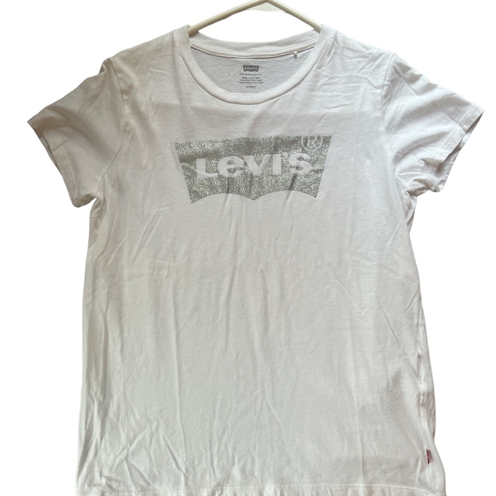 Levi’s white embellished glitter graphic tee